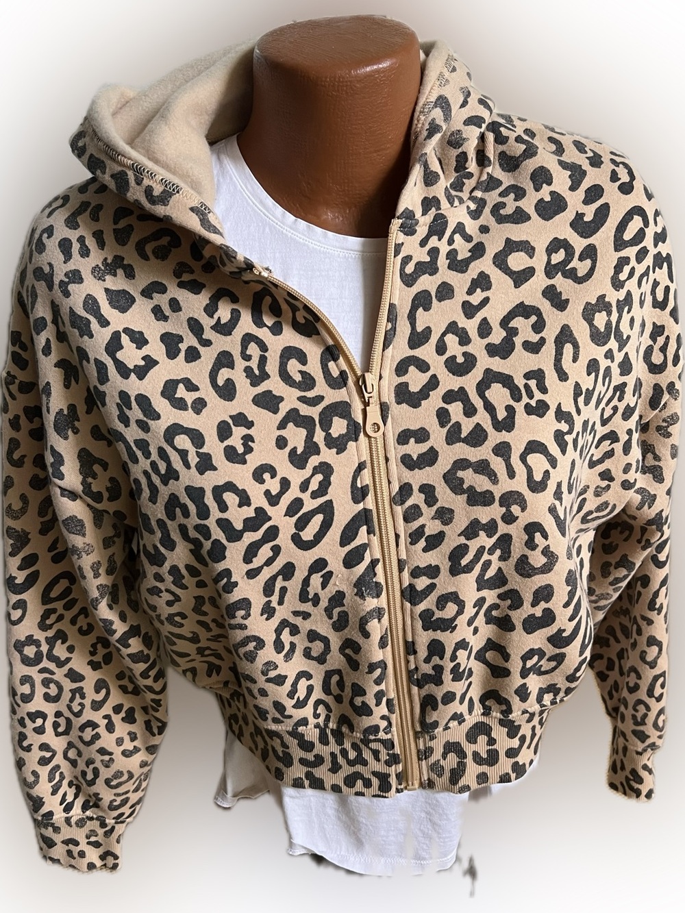 Grayson Threads leopard print hoodie w/bonus PACT bralette L GR8 pieces!
